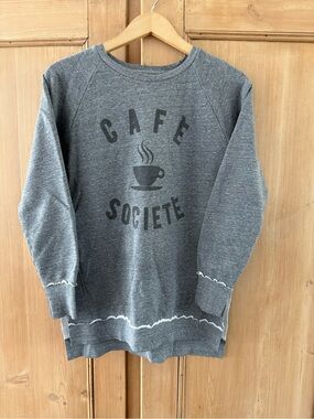 Sol Angeles Gray  Cafè Societe Crewneck Sweatshirt S
